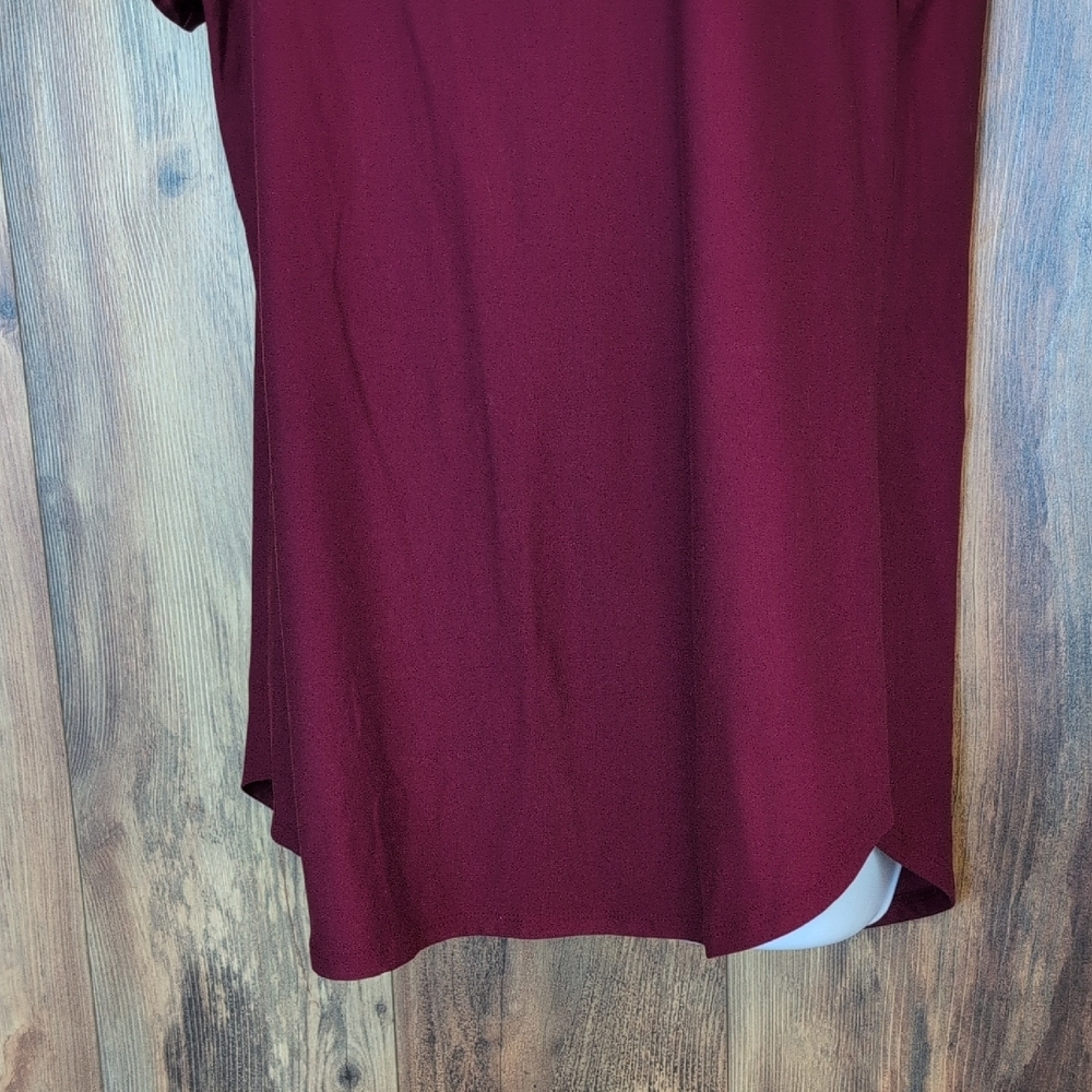 No Boundaries Burgundy V-Neck Short Sleeve Top Tee XL F207 - Picture 3 of 5